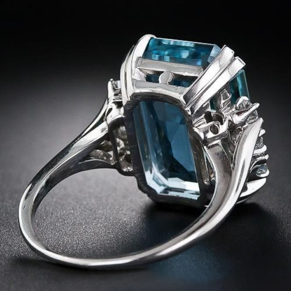 💍 Crystal Clear Largr Pure Rectangle Zircon Rings for Women, INDN8310 - Picture 5 of 6